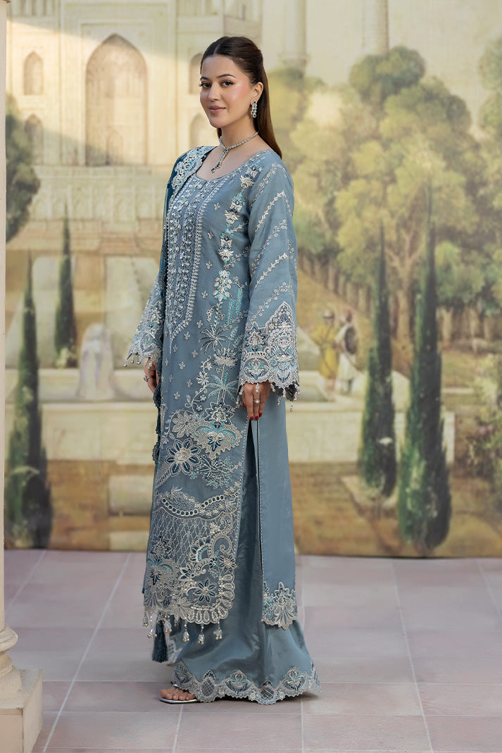 Elegant Raw Silk Eid Dress With Embroidered Dupatta
