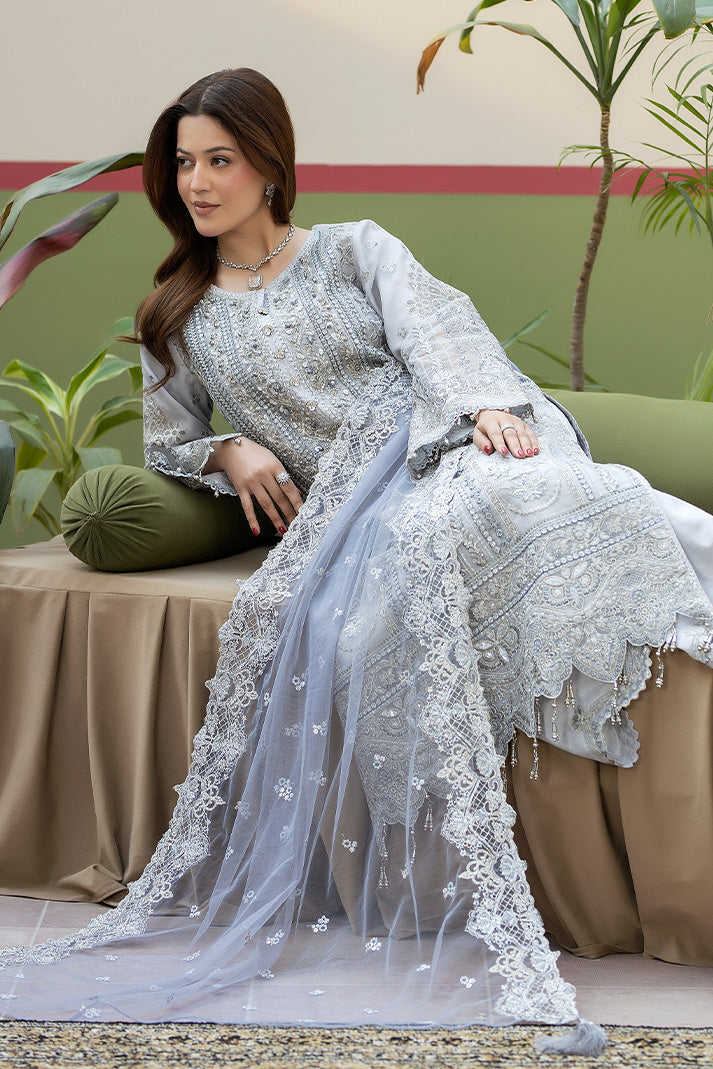 Embroidered Raw Silk Pakistani Eid Suit With Dupatta