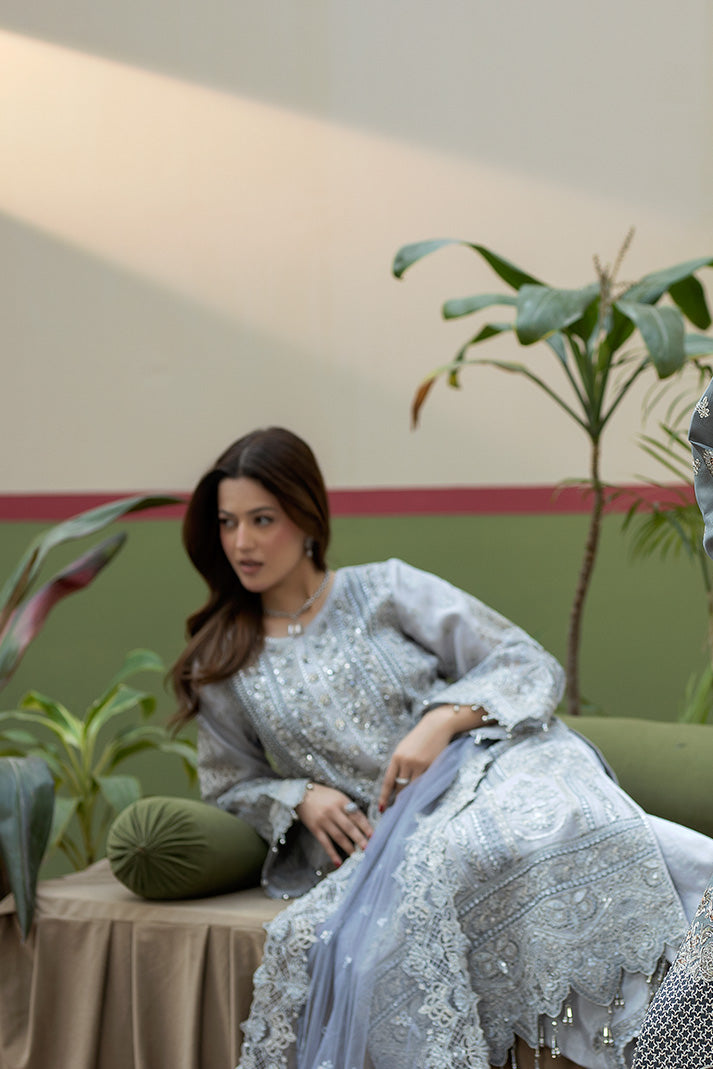Embroidered Raw Silk Pakistani Eid Suit With Dupatta