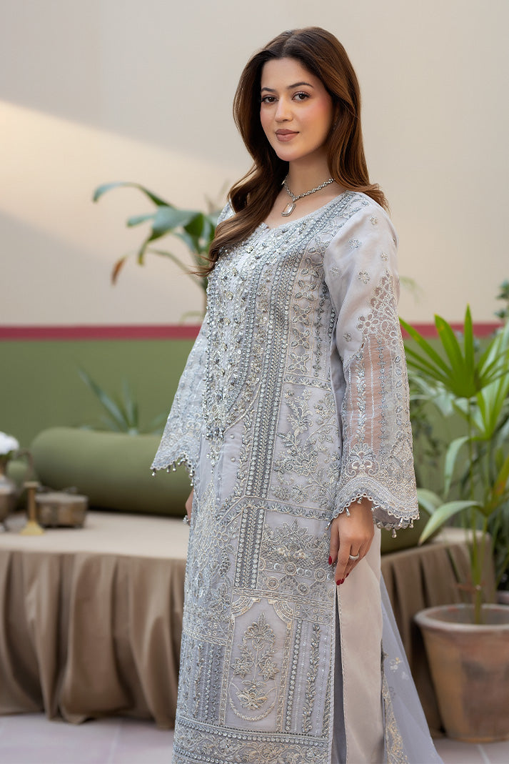 Embroidered Raw Silk Pakistani Eid Suit With Dupatta