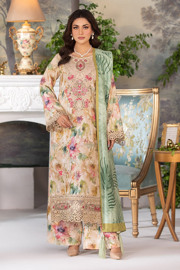 Imrozia Peach Pakistani Dresses Embroidered Printed