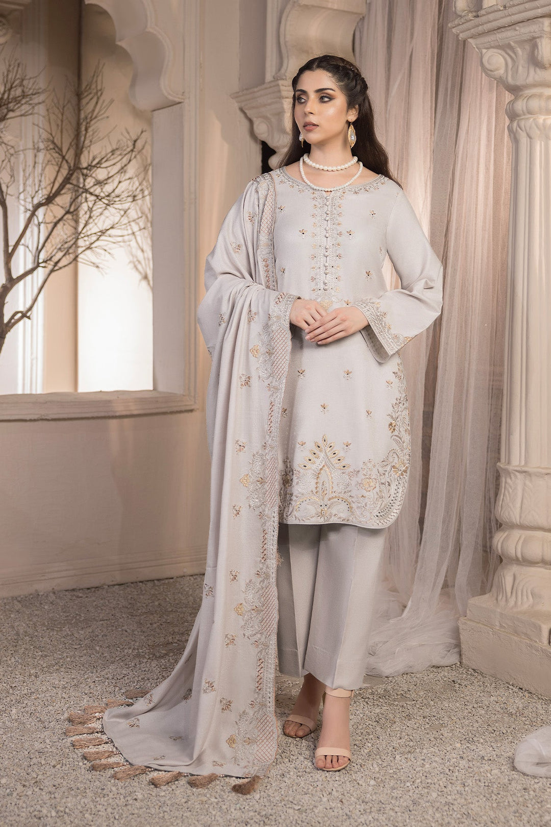 Imrozia Peach Pakistani Dresses Embroidered