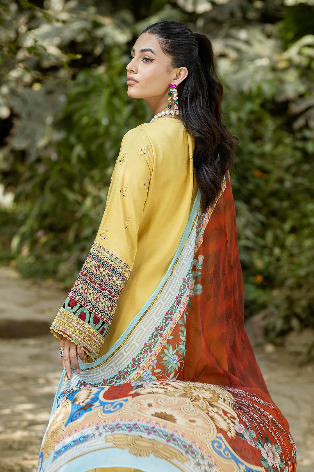 Embroidered Organza Gown With Dupatta 305E
