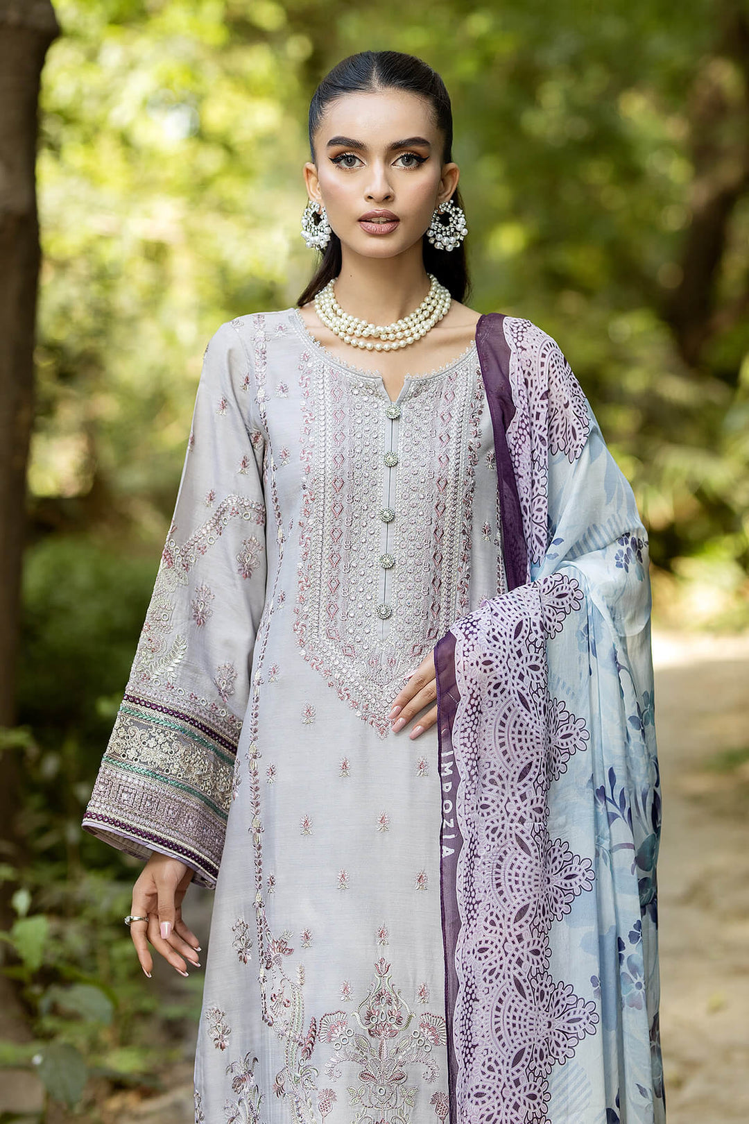 Embroidered Organza Ensemble With Dupatta 4965