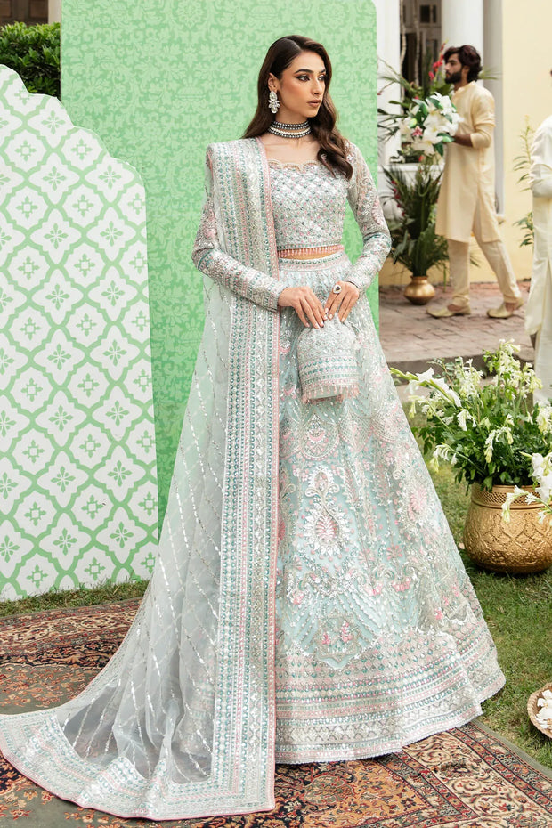 Embroidered Organza Pakistani Bridal Dress with Handmade