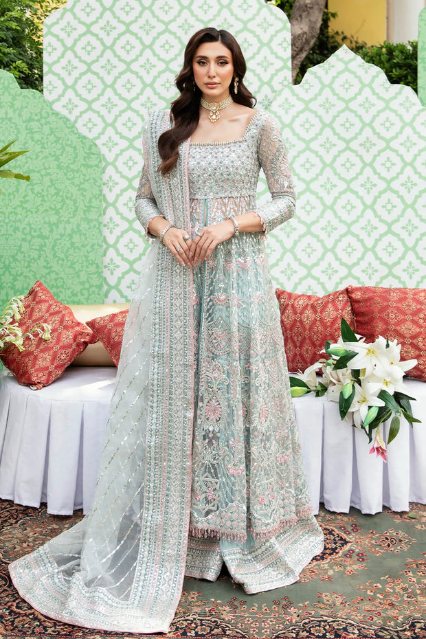 Embroidered Organza Pakistani Bridal Dress with Handmade