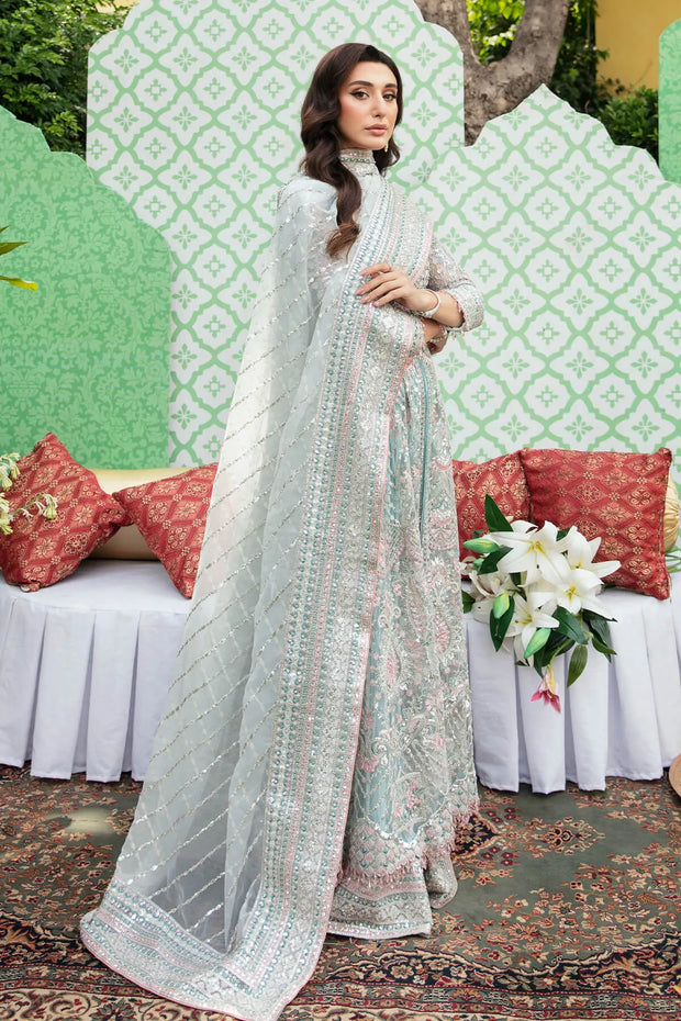 Embroidered Organza Pakistani Bridal Dress with Handmade