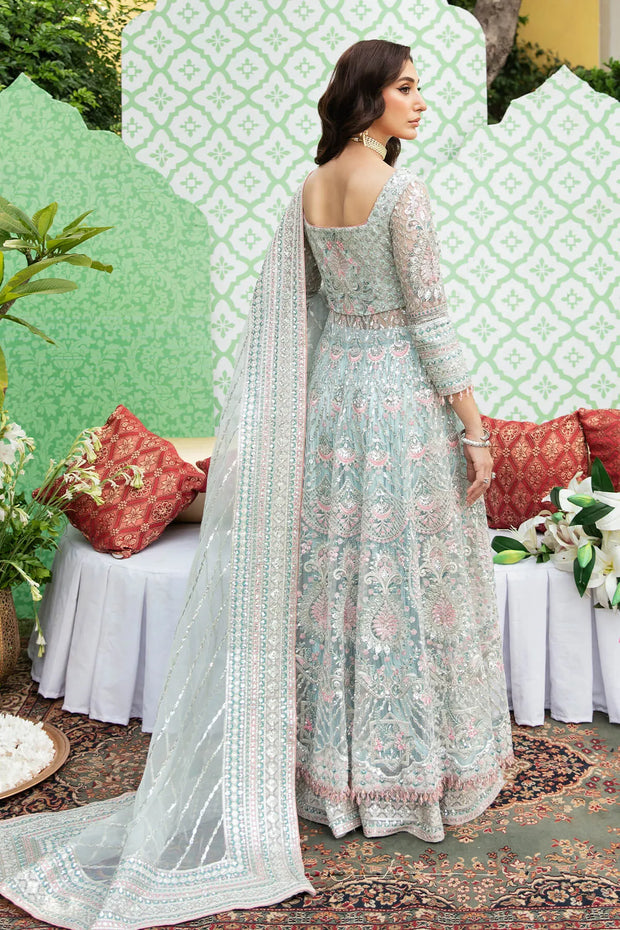 Embroidered Organza Pakistani Bridal Dress with Handmade