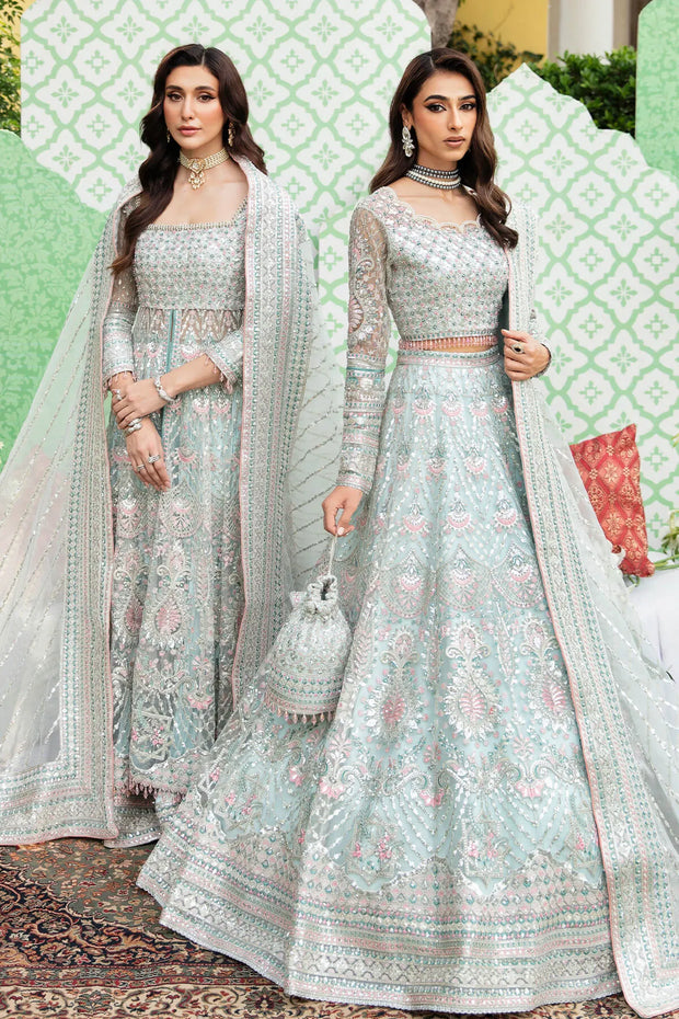 Embroidered Organza Pakistani Bridal Dress with Handmade