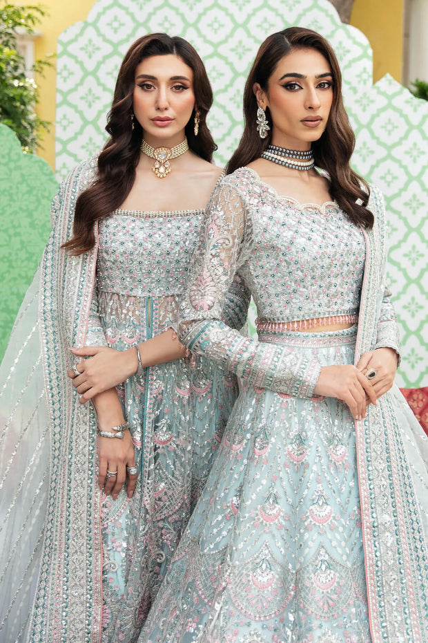 Embroidered Organza Pakistani Bridal Dress with Handmade