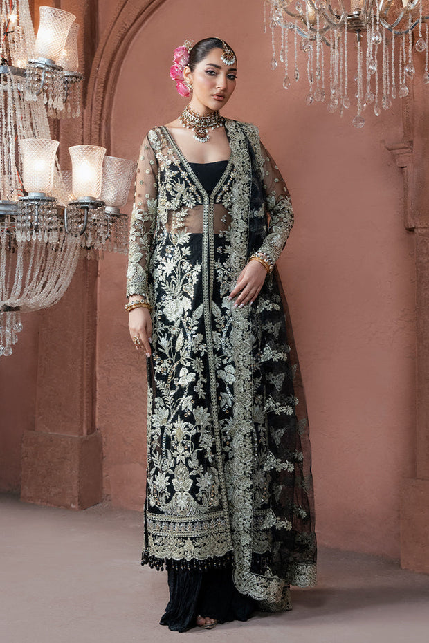 Embroidered Pakistani Bridal Dress with Raw Silk Trouser
