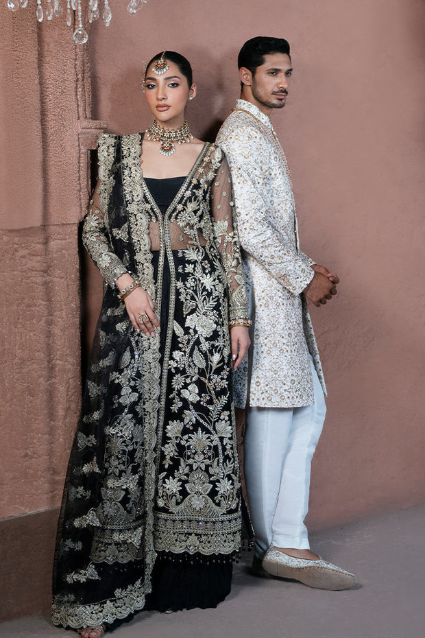 Embroidered Pakistani Bridal Dress with Raw Silk Trouser