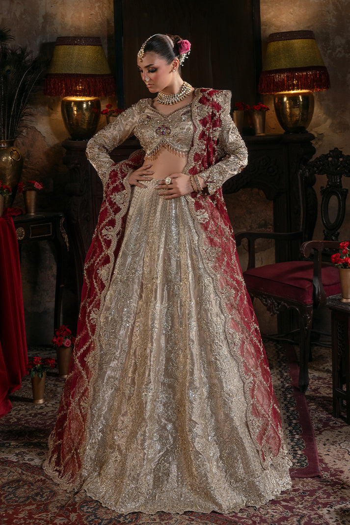 Embroidered Pakistani Bridal Dress with Handmade Embellishment