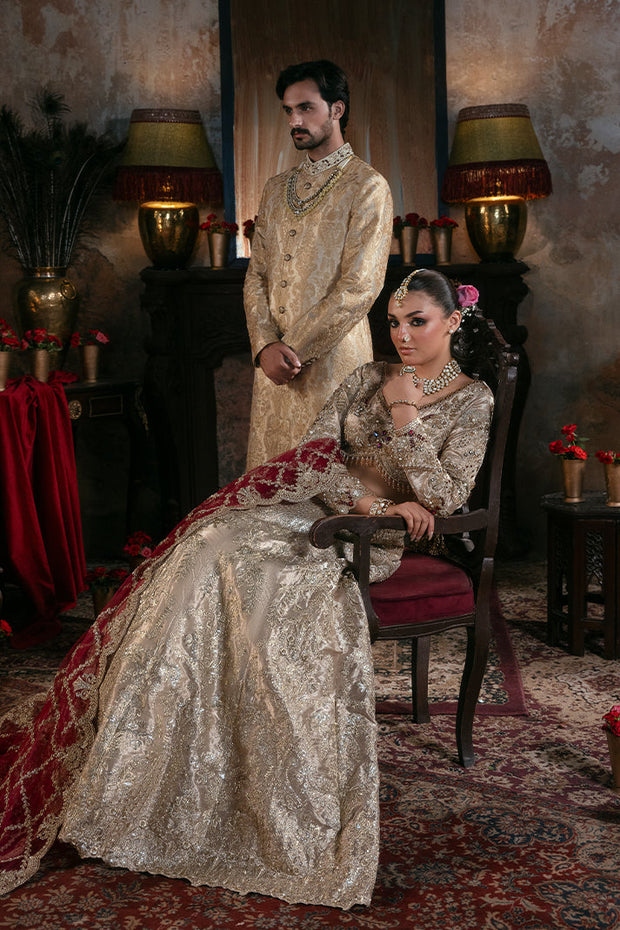 Embroidered Pakistani Bridal Dress with Handmade Embellishment