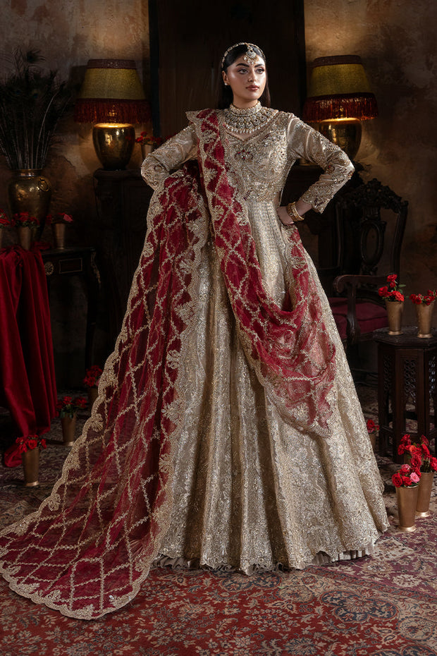 Embroidered Pakistani Bridal Dress with Handmade Embellishment