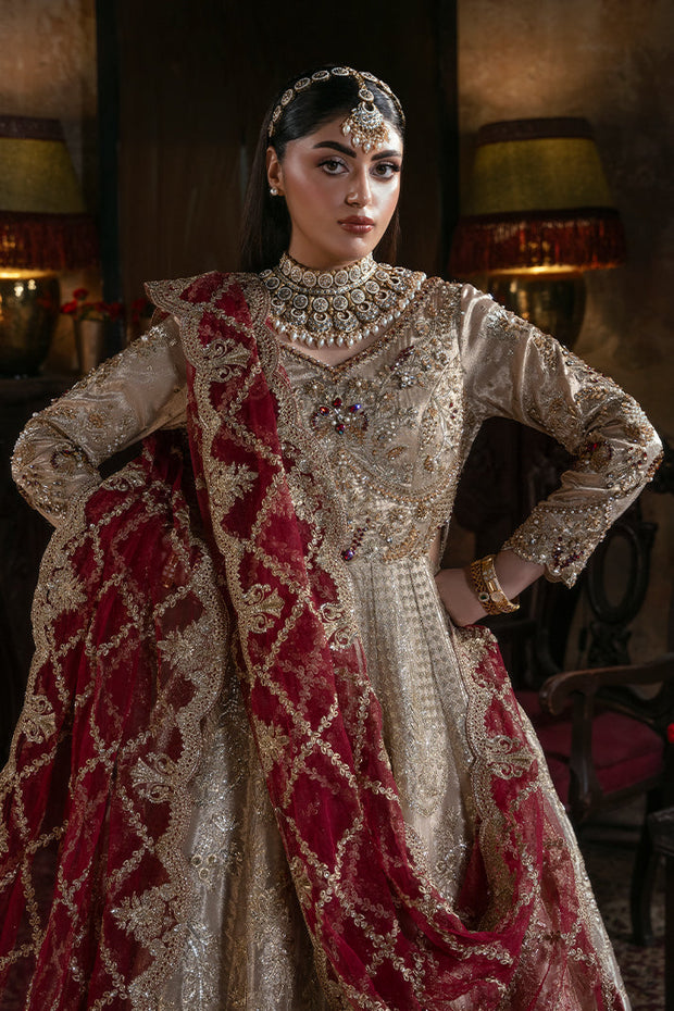 Embroidered Pakistani Bridal Dress with Handmade Embellishment