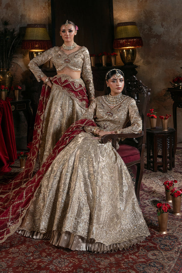 Embroidered Pakistani Bridal Dress with Handmade Embellishment