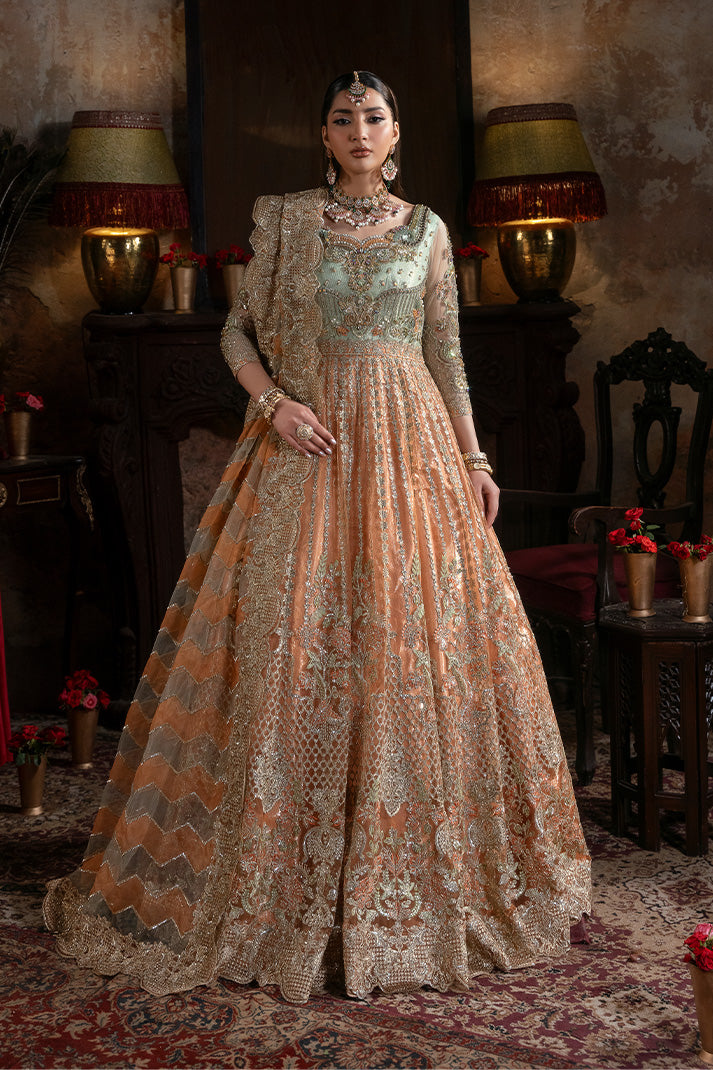 Embroidered Organza Pakistani Bridal Dress with Embellishment