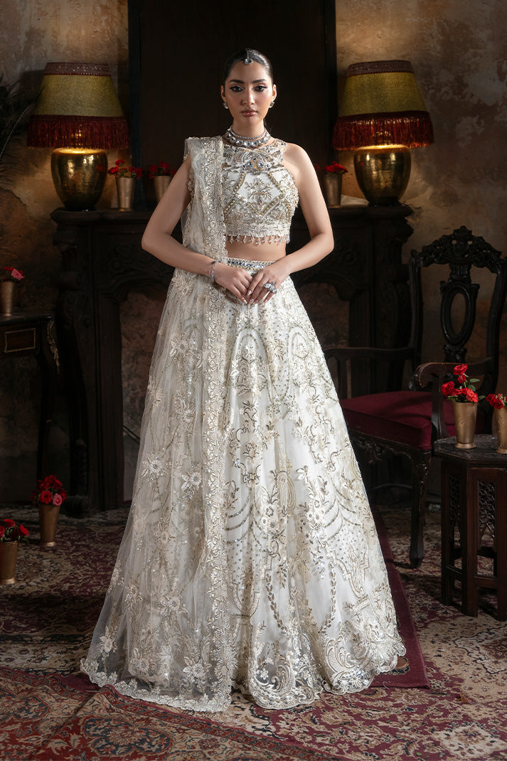 Embroidered Pakistani Bridal Dress with Organza Embellishment