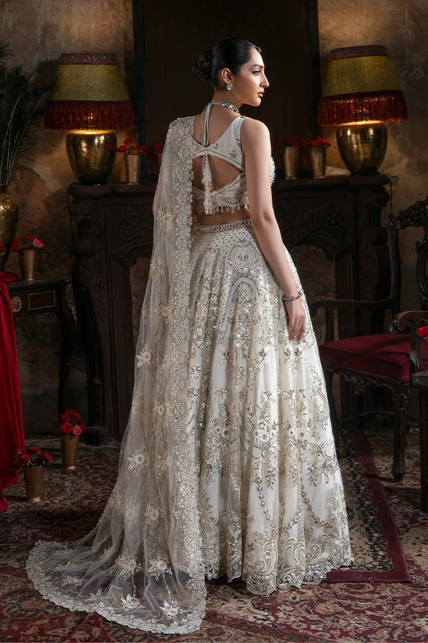 Embroidered Pakistani Bridal Dress with Organza Embellishment