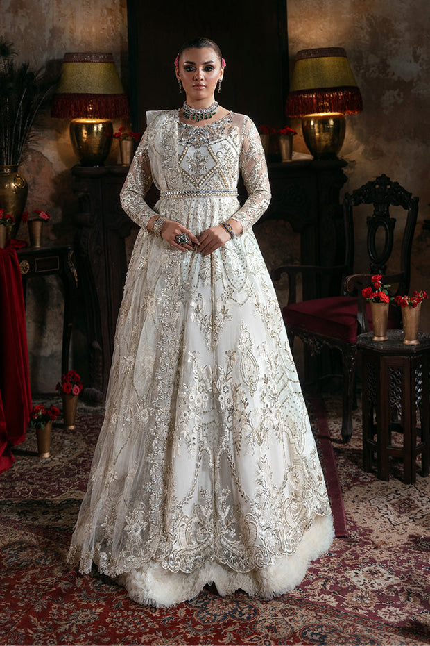 Embroidered Pakistani Bridal Dress with Organza Embellishment