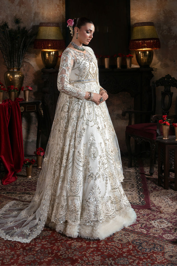 Embroidered Pakistani Bridal Dress with Organza Embellishment