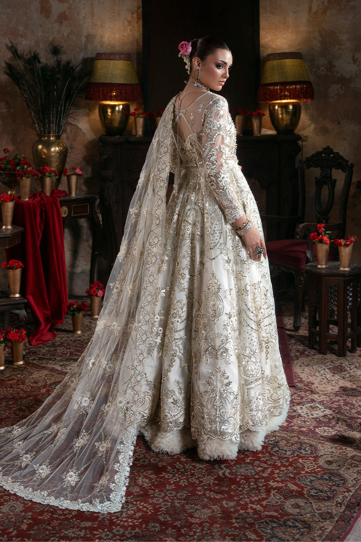 Embroidered Pakistani Bridal Dress with Organza Embellishment