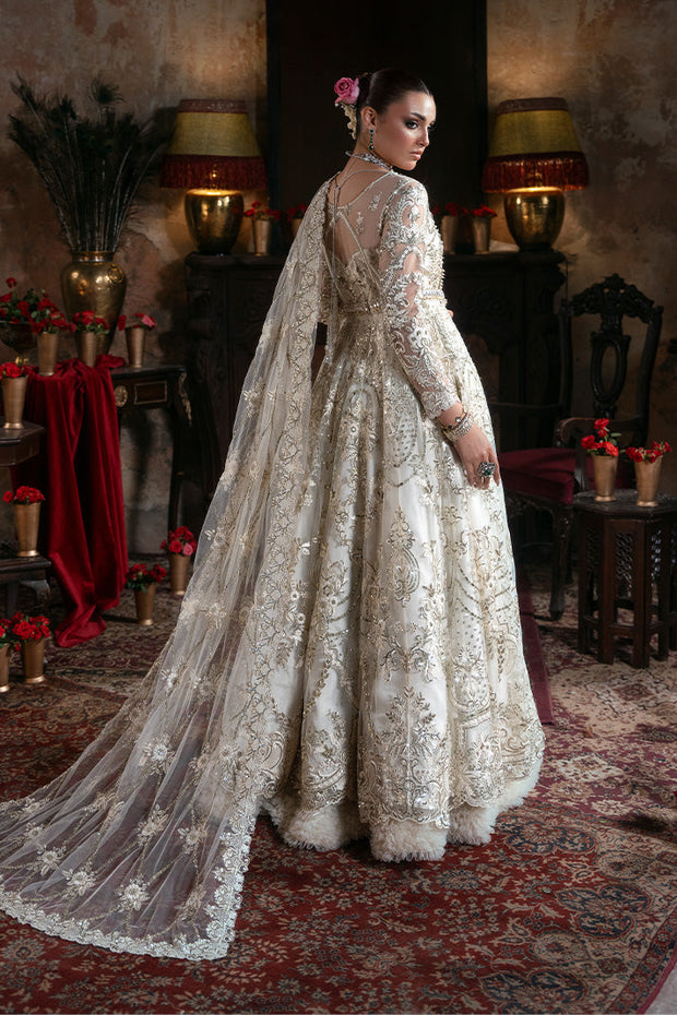 Embroidered Pakistani Bridal Dress with Organza Embellishment