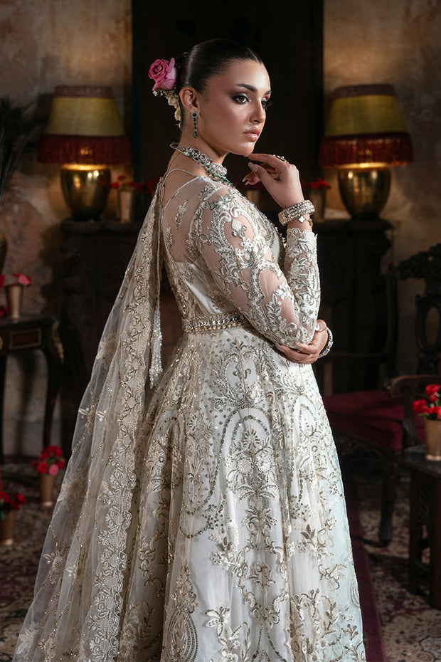 Embroidered Pakistani Bridal Dress with Organza Embellishment