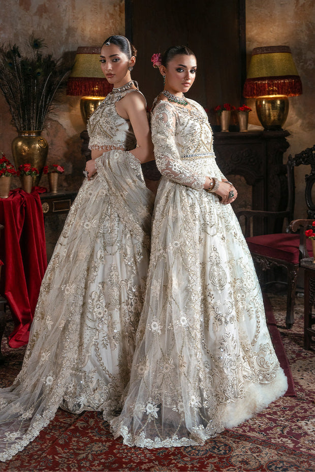 Embroidered Pakistani Bridal Dress with Organza Embellishment