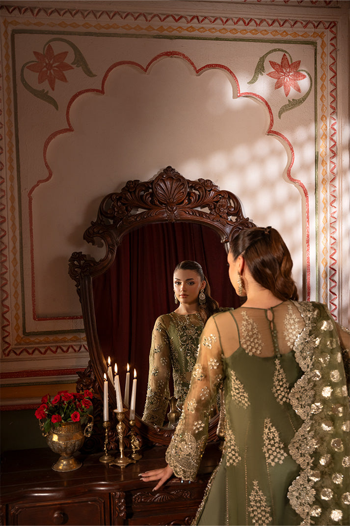 Exquisite Pakistani Bridal Dress in Embroidered Organza