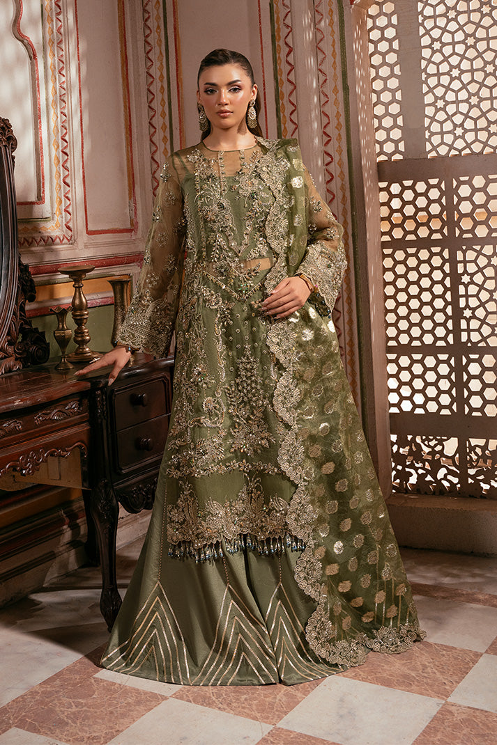 Exquisite Pakistani Bridal Dress in Embroidered Organza