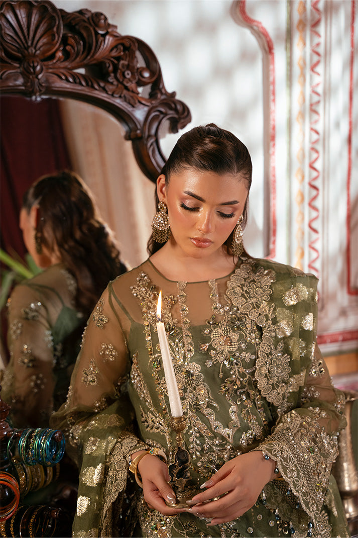 Exquisite Pakistani Bridal Dress in Embroidered Organza