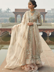 Pakistani Wedding Dress: Nude Pink Angarkha & Lehenga