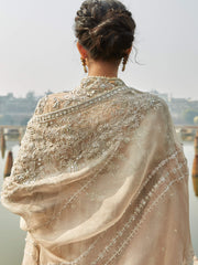 Pakistani Wedding Dress: Nude Pink Angarkha & Lehenga