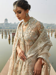Pakistani Wedding Dress: Nude Pink Angarkha & Lehenga