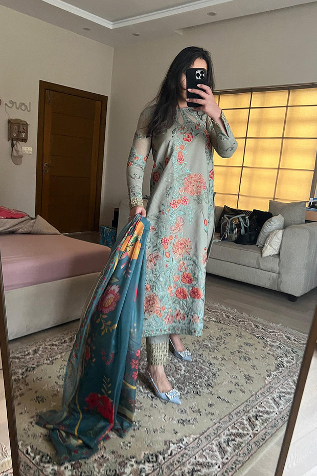 Elegant Cotton Embroidered Pakistani Designer Dress