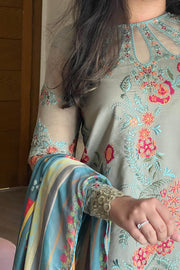 Elegant Cotton Embroidered Pakistani Designer Dress