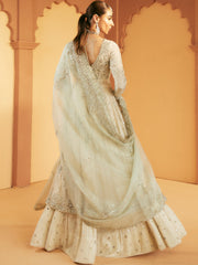 Pakistani Bridal Dress with Ivory Net and Velvet Accents