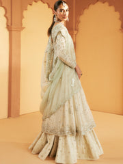 Pakistani Bridal Dress with Ivory Net and Velvet Accents
