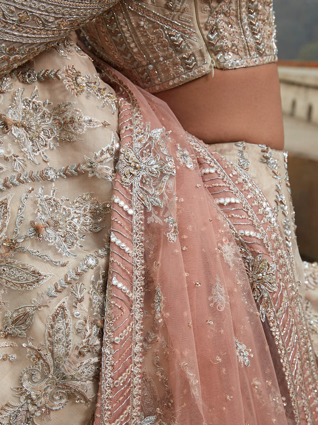 Pakistani Bridal Dress with Embroidered Choli and Lehenga