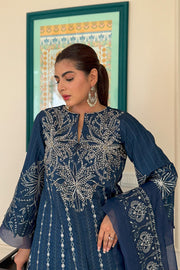Blue Embroidered Organza Ensemble Pakistani Dress