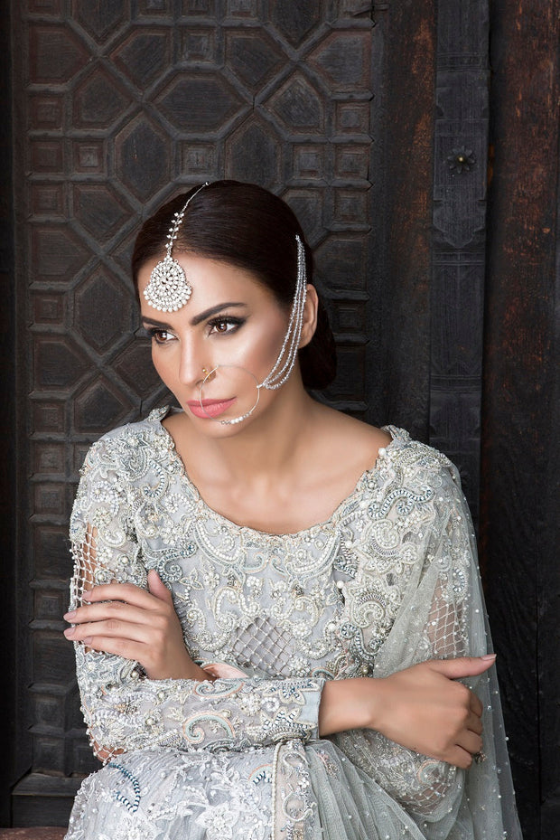 Elegant Pakistani Bridal Dress in Rich Red Velvet