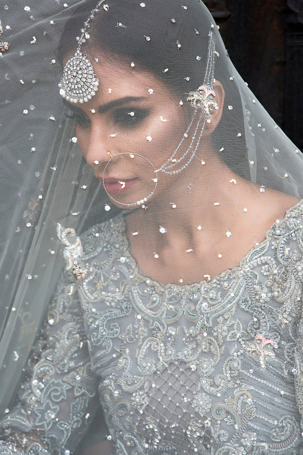 Elegant Pakistani Bridal Dress in Rich Red Velvet
