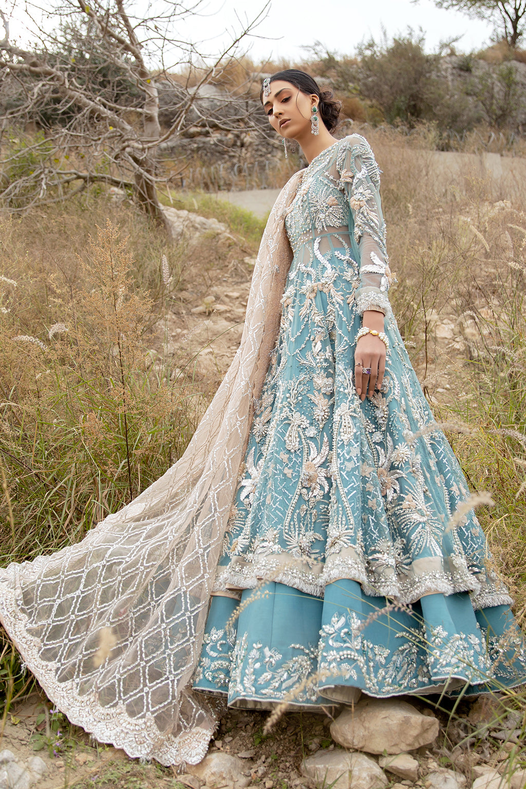 Exquisite Pakistani Bridal Dress with Embroidery
