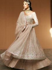 Pakistani Bridal Dress in Chai Pink with Embroidery
