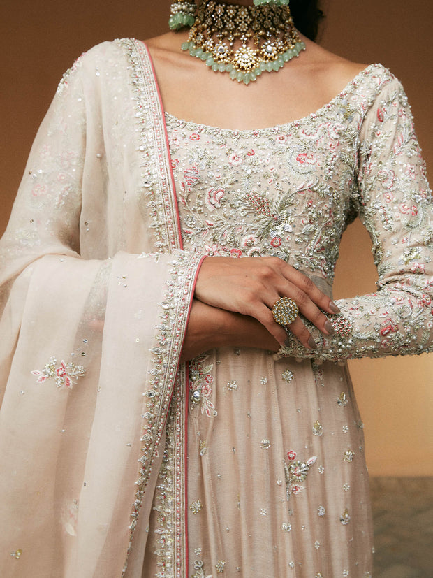 Pakistani Bridal Dress in Chai Pink with Embroidery
