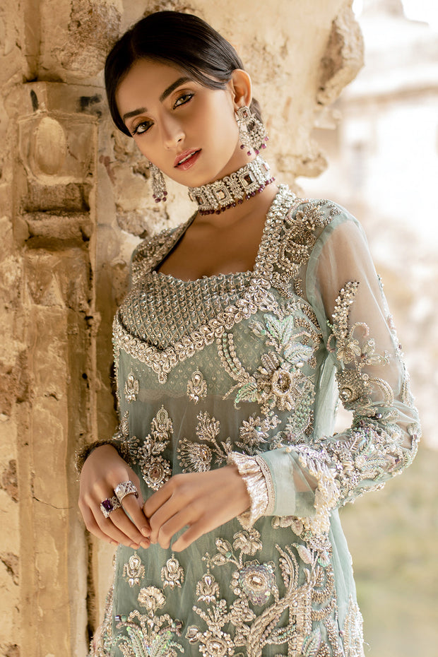 Elegant Lilac Pakistani Bridal Dress with Unique Embellishments