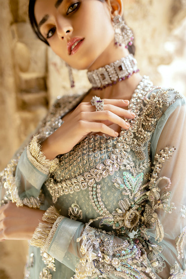 Elegant Lilac Pakistani Bridal Dress with Unique Embellishments