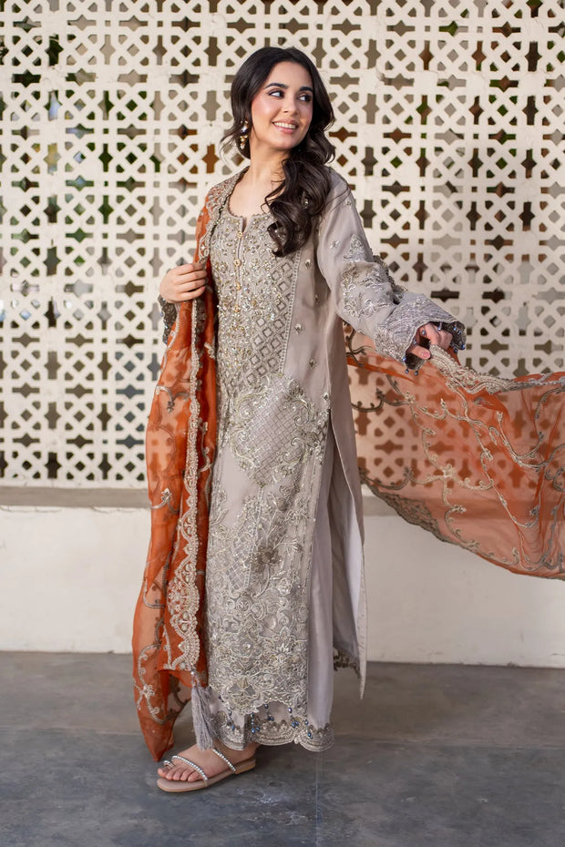 Eid Embroidered Raw Silk Dress Set